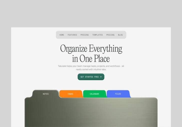 Task manager landing page with a colourful file tab illustration
